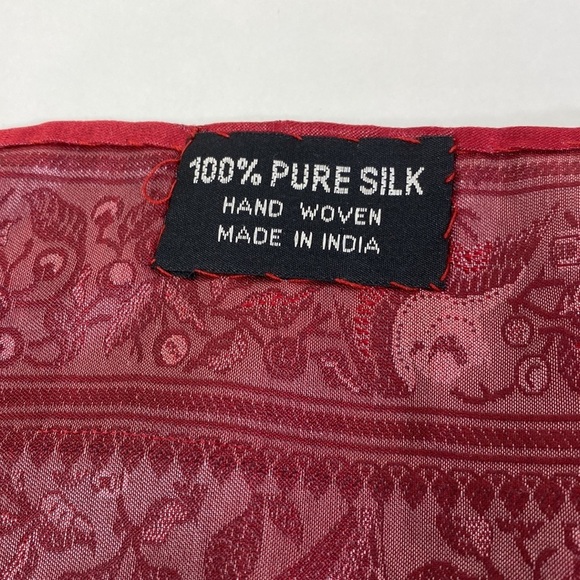 100% Silk Red Heart and Floral Design Table Runner  22”x76” - Picture 6 of 7